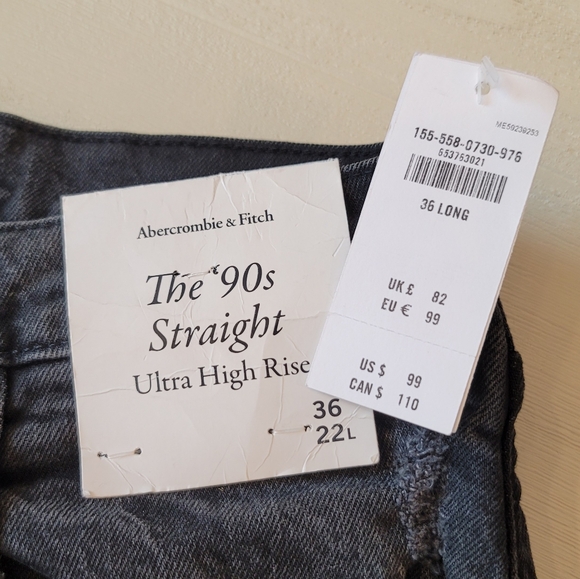 🆕️ Abercrombie & Fitch The 90s Straight Ultra High Rise Jeans - 36 Long - Picture 5 of 14